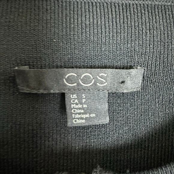 COS Women’s Zip Crew Neck Black Cardigan Sweater Size Small - Picture 7 of 9